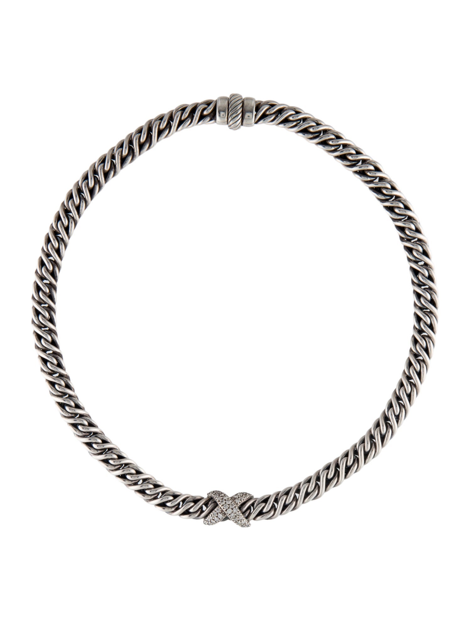 David Yurman Diamond X Station Necklace