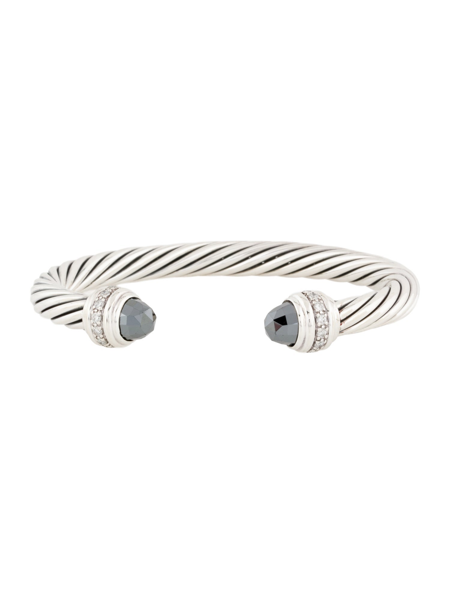 David Yurman Hematite & Diamond Cable Cuff