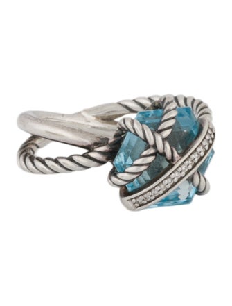 David Yurman Topaz & Diamond Cable Wrap Ring