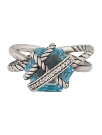 David Yurman Topaz & Diamond Cable Wrap Ring