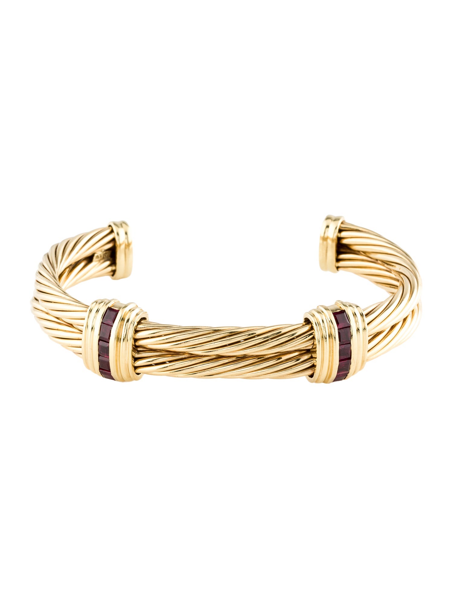 David Yurman 18K Ruby Double Row Cable Cuff