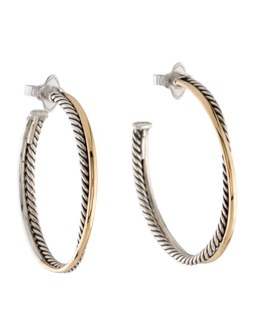 David Yurman Two-Tone Crossover Hoop Earrings