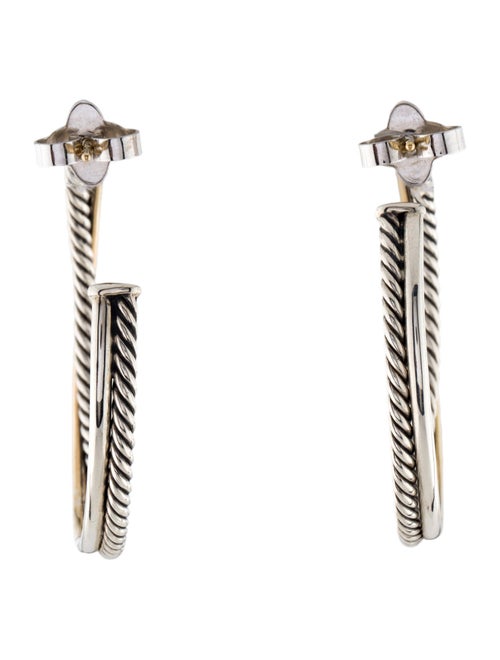 David Yurman Two-Tone Crossover Hoop Earrings