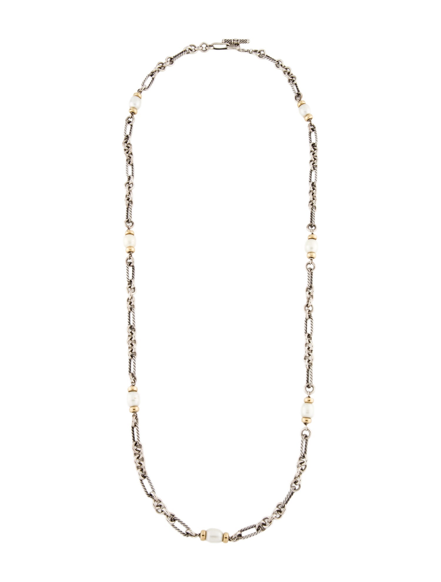 David Yurman Pearl Figaro Chain Station Necklace