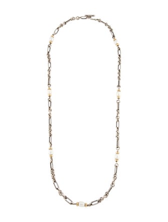David Yurman Pearl Figaro Chain Station Necklace