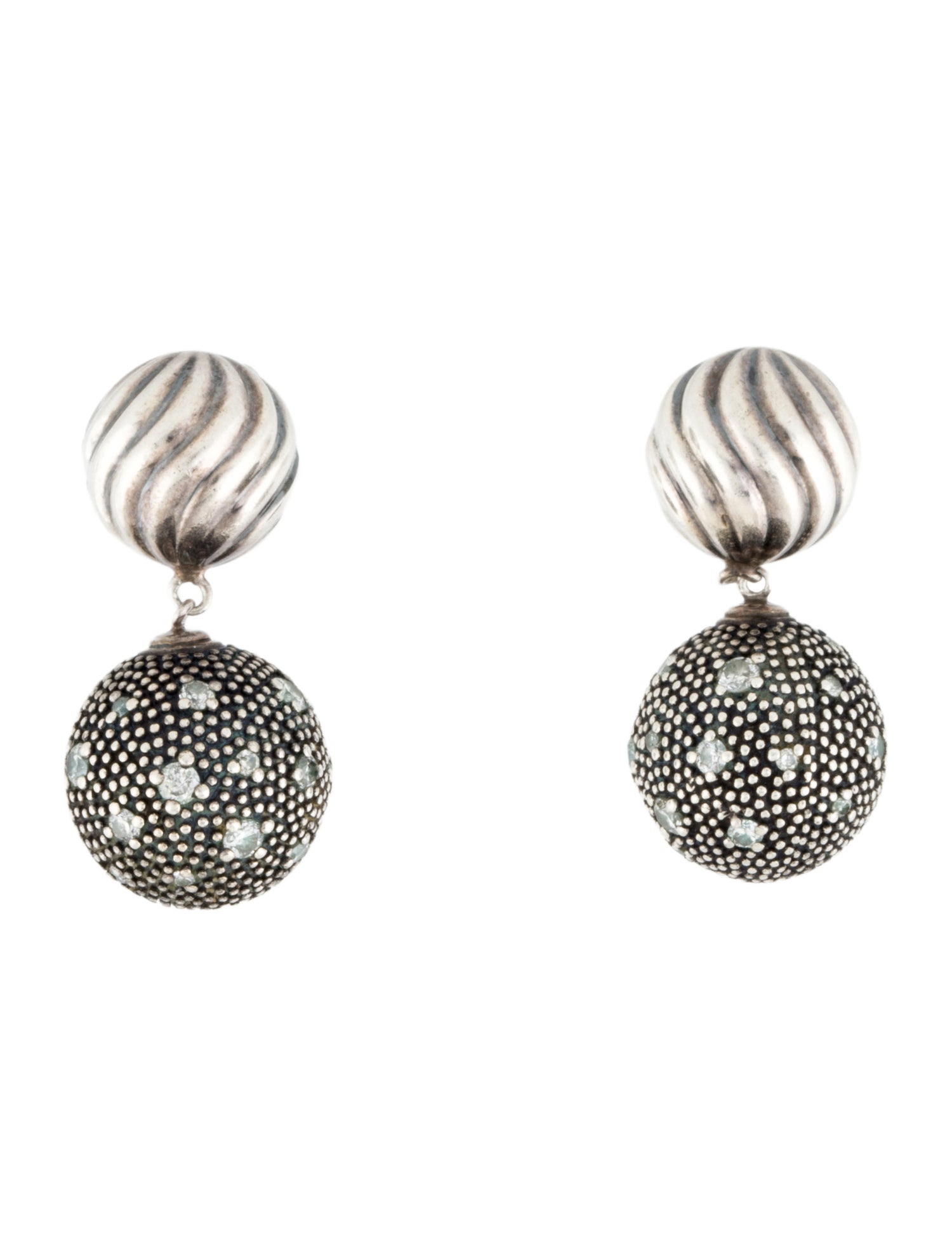 David Yurman Diamond DY Elements Ball Drop Earrings