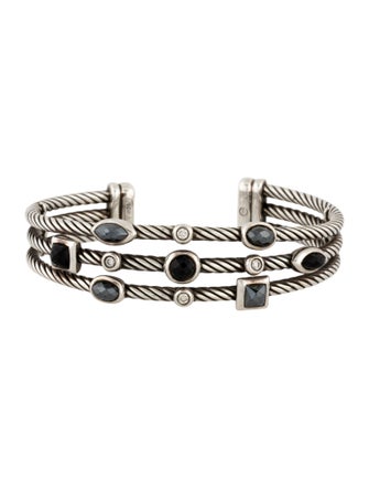 David Yurman Hematite, Onyx & Diamond Confetti Cuff Bracelet