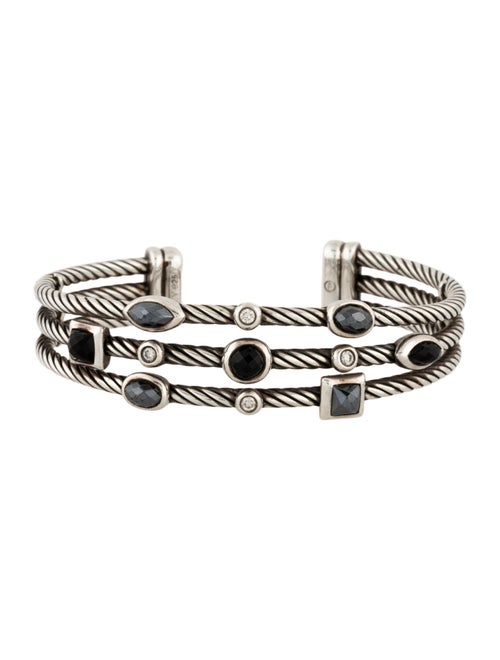 David Yurman Hematite, Onyx & Diamond Confetti Cuff Bracelet