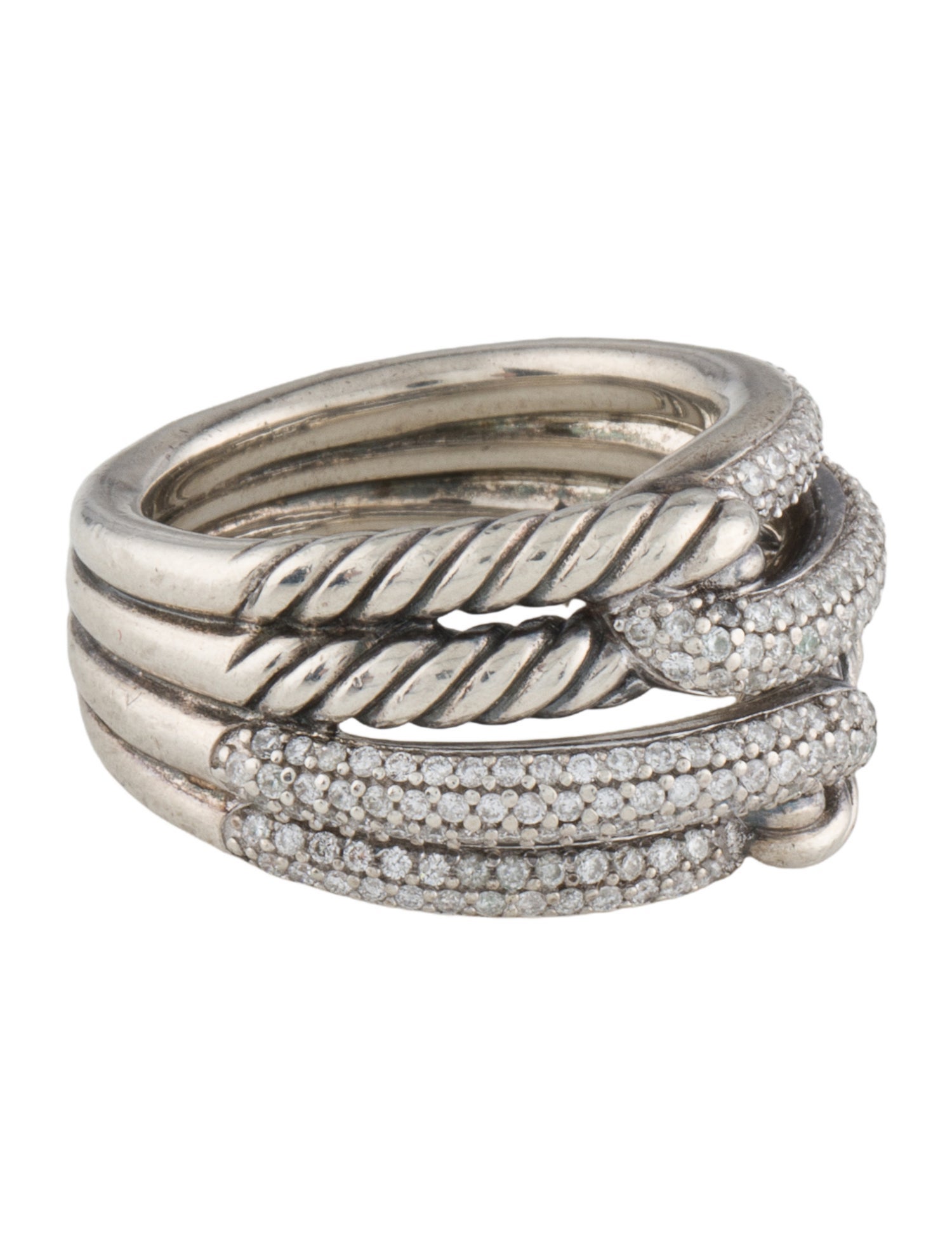David Yurman Diamond Labyrinth Double-Loop Ring