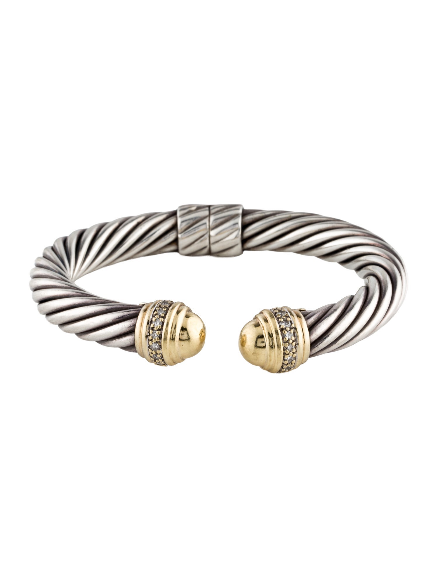 David Yurman Diamond Cable Classics Dome Cuff Bracelet