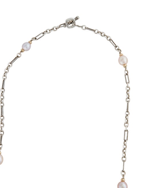 David Yurman Pearl Two-Tone Figaro Station Necklace