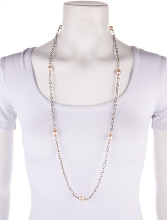 David Yurman Pearl Two-Tone Figaro Station Necklace