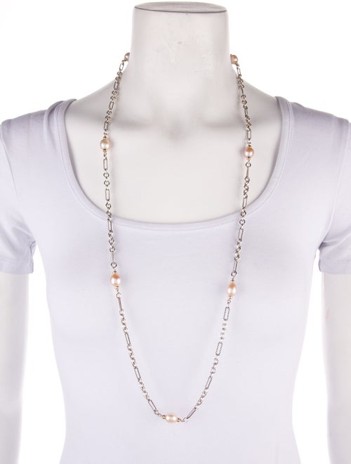 David Yurman Pearl Two-Tone Figaro Station Necklace