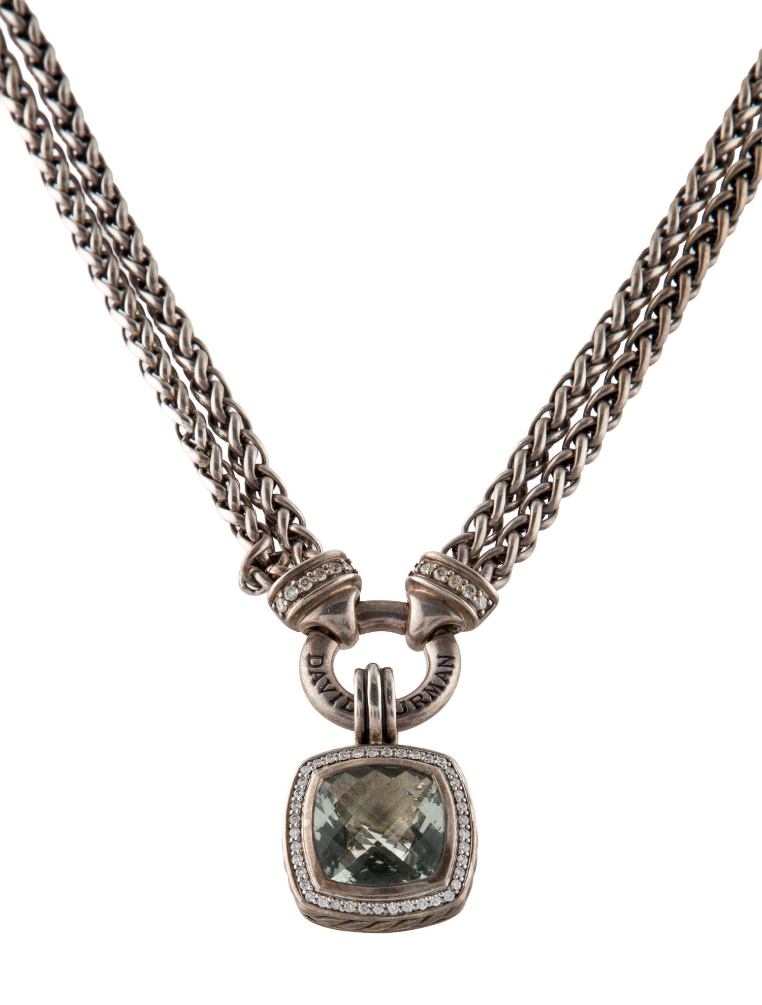 David Yurman Prasiolite & Diamond Albion Pendant Necklace