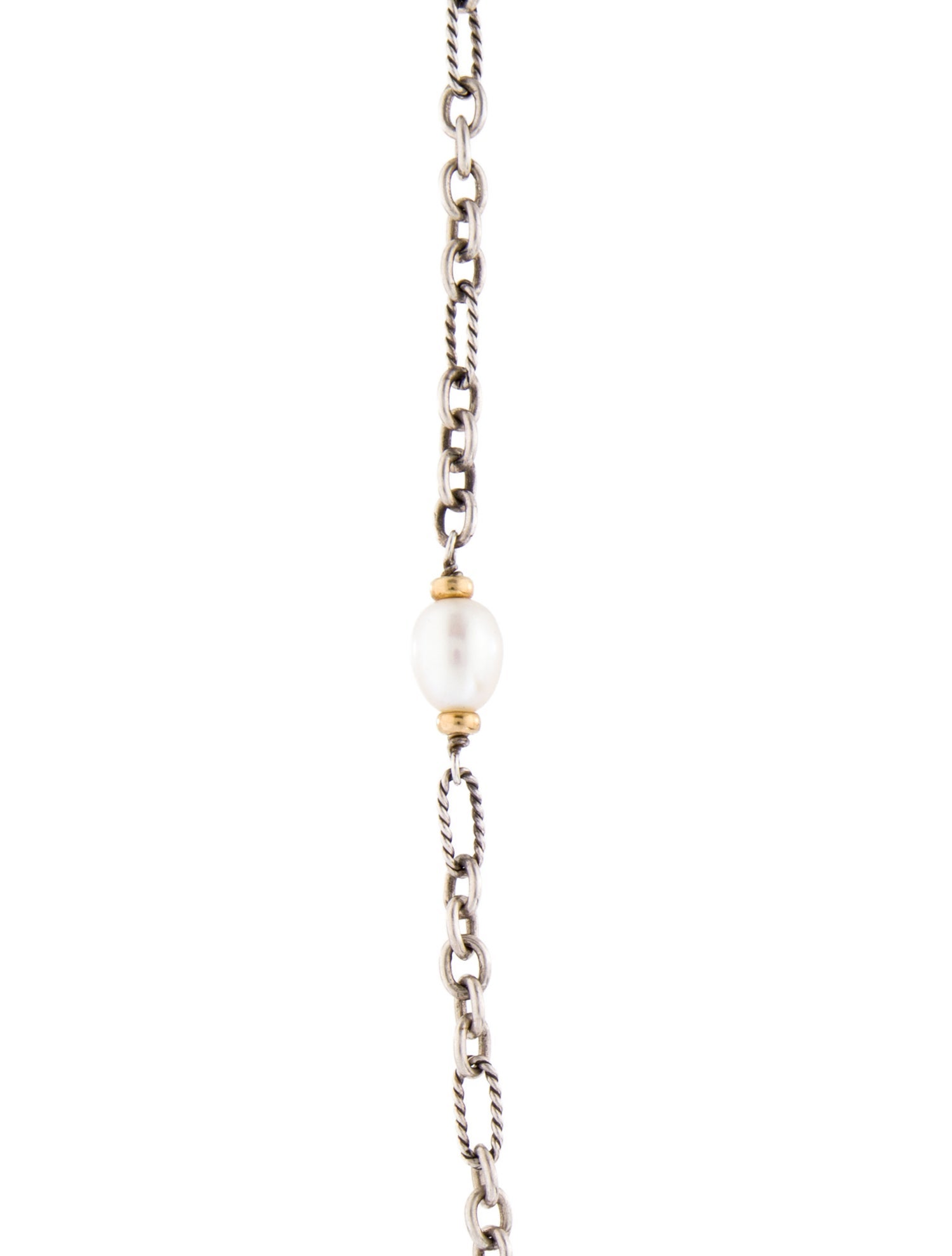 David Yurman Pearl Two-Tone Station Necklace
