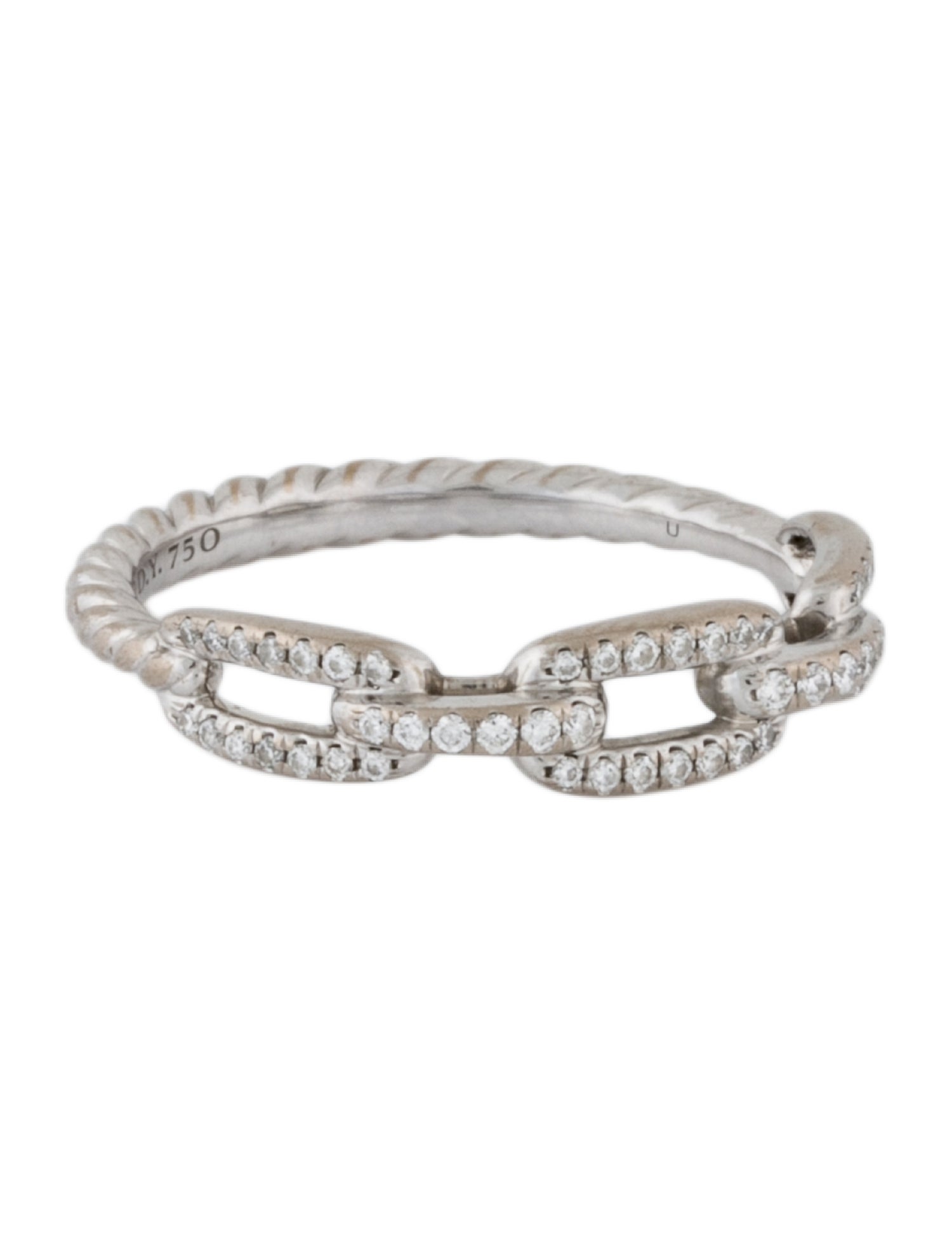 David Yurman 18K Diamond Stax Chain Link Ring