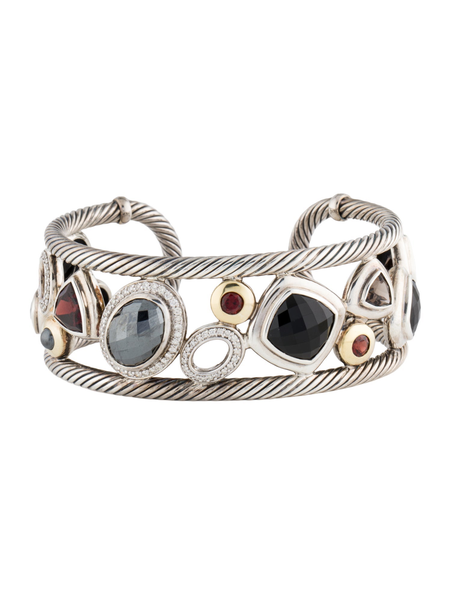 David Yurman Diamond & Multistone Two-Tone Cuff Bracelet