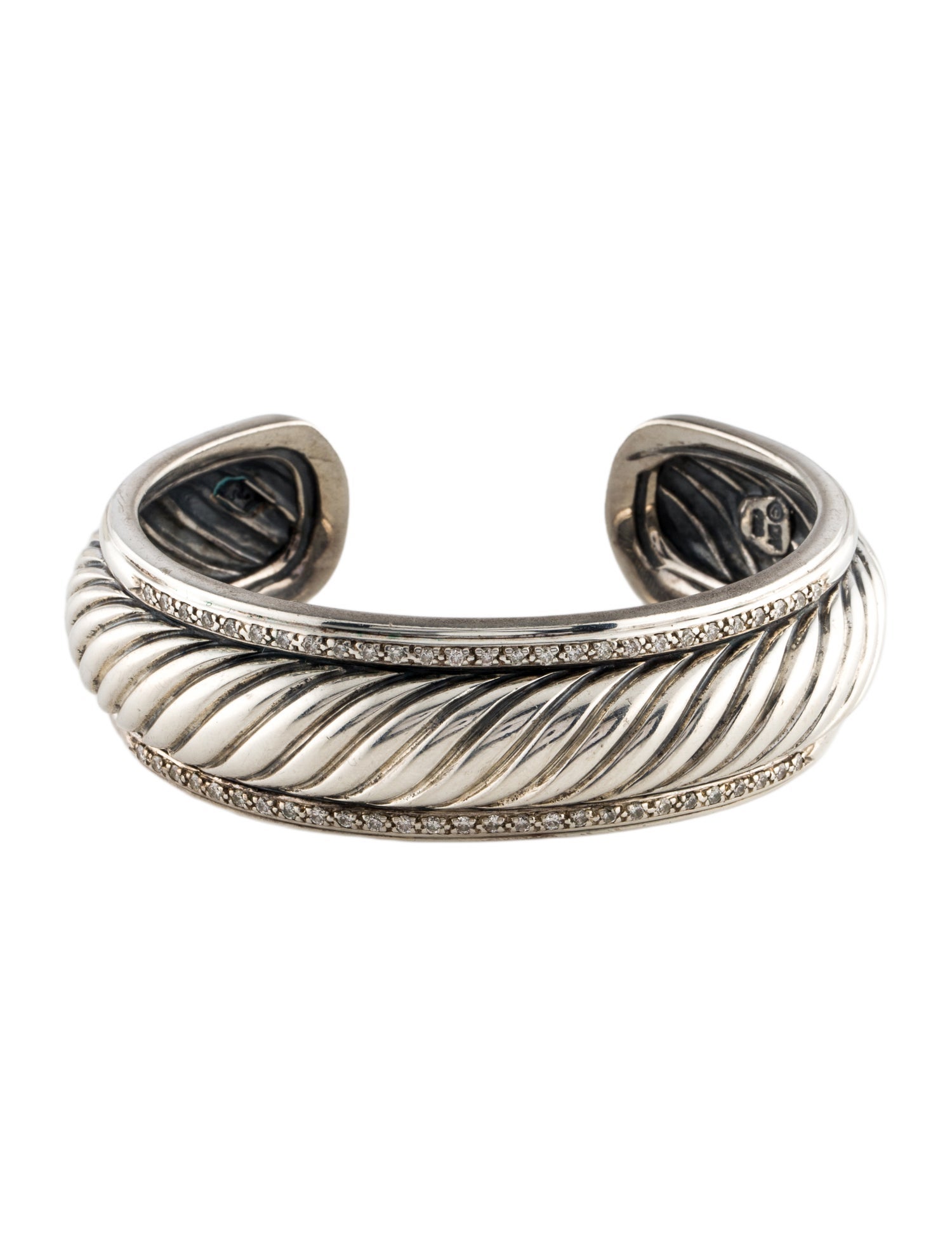 David Yurman Diamond Sculpted Cable Cuff Bracelet
