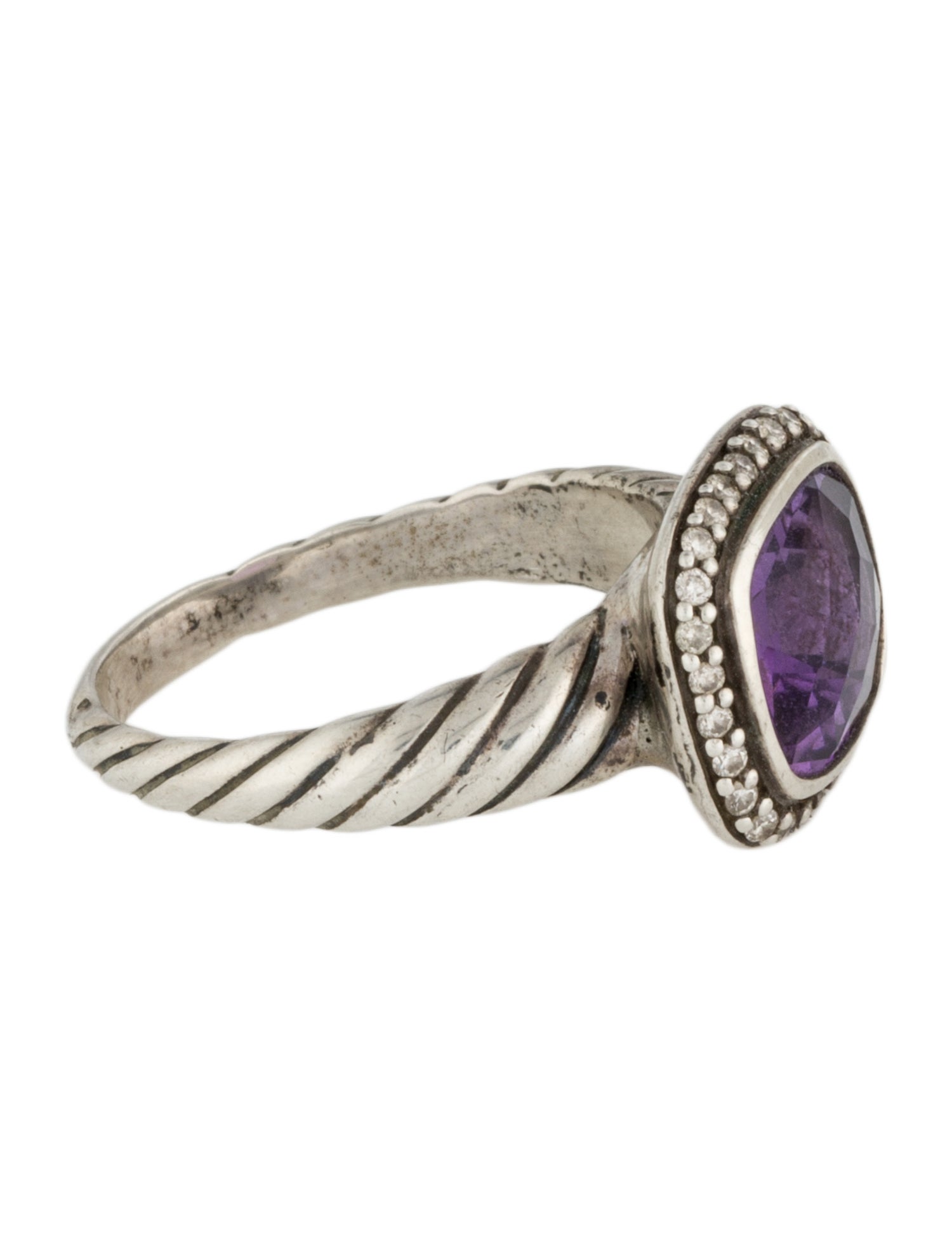 David Yurman Amethyst & Diamond Cocktail Ring