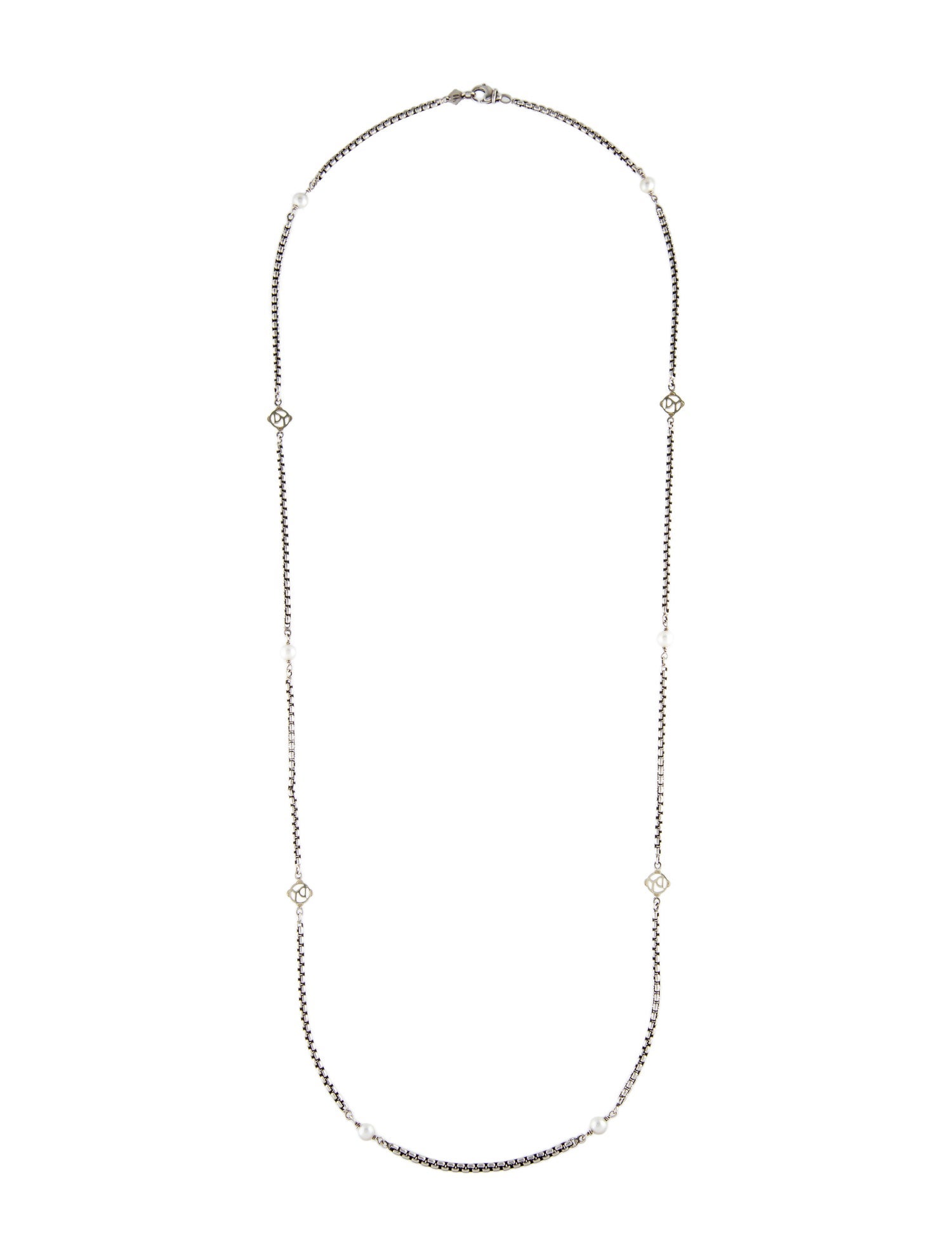David Yurman Pearl Two-Tone Station Necklace