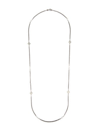David Yurman Pearl Two-Tone Station Necklace