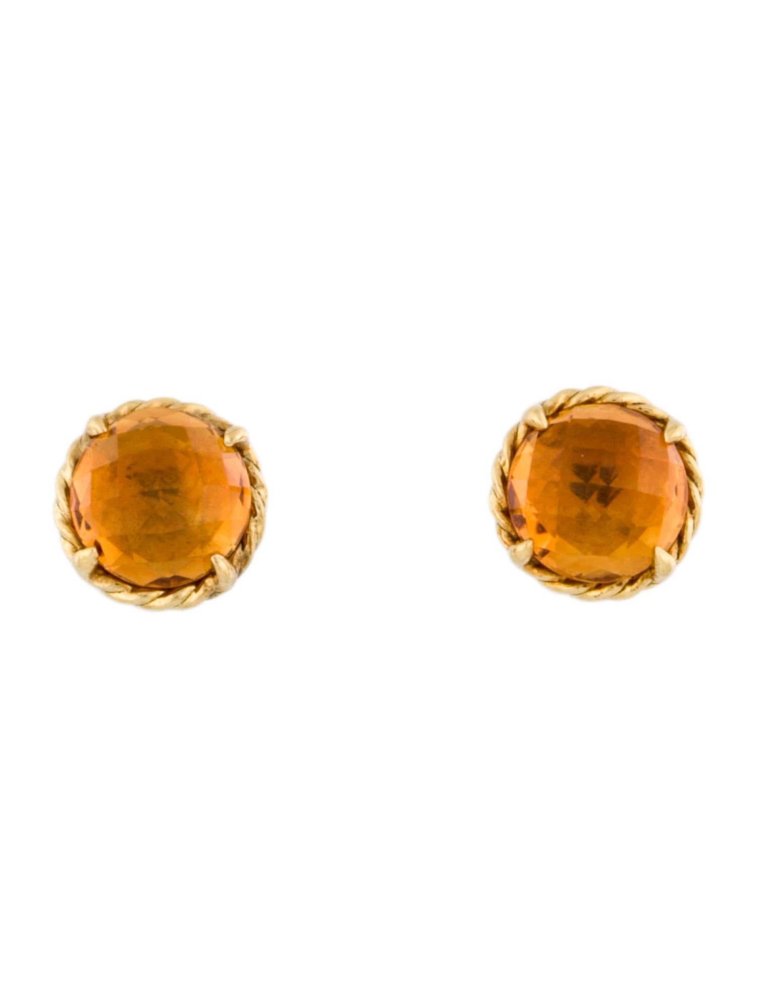 David Yurman 18K Citrine Stud Earrings