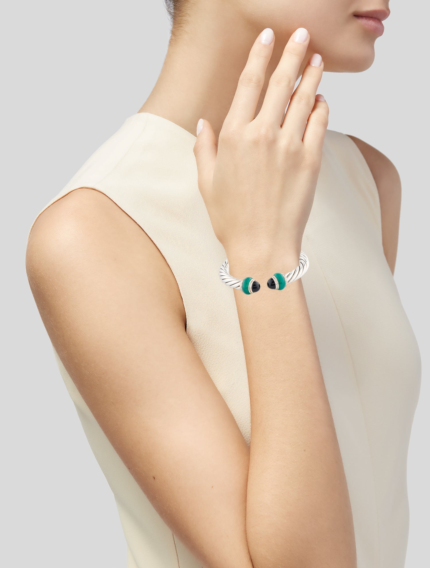 David Yurman Dyed Chalcedony & Onyx Cuff Bracelet