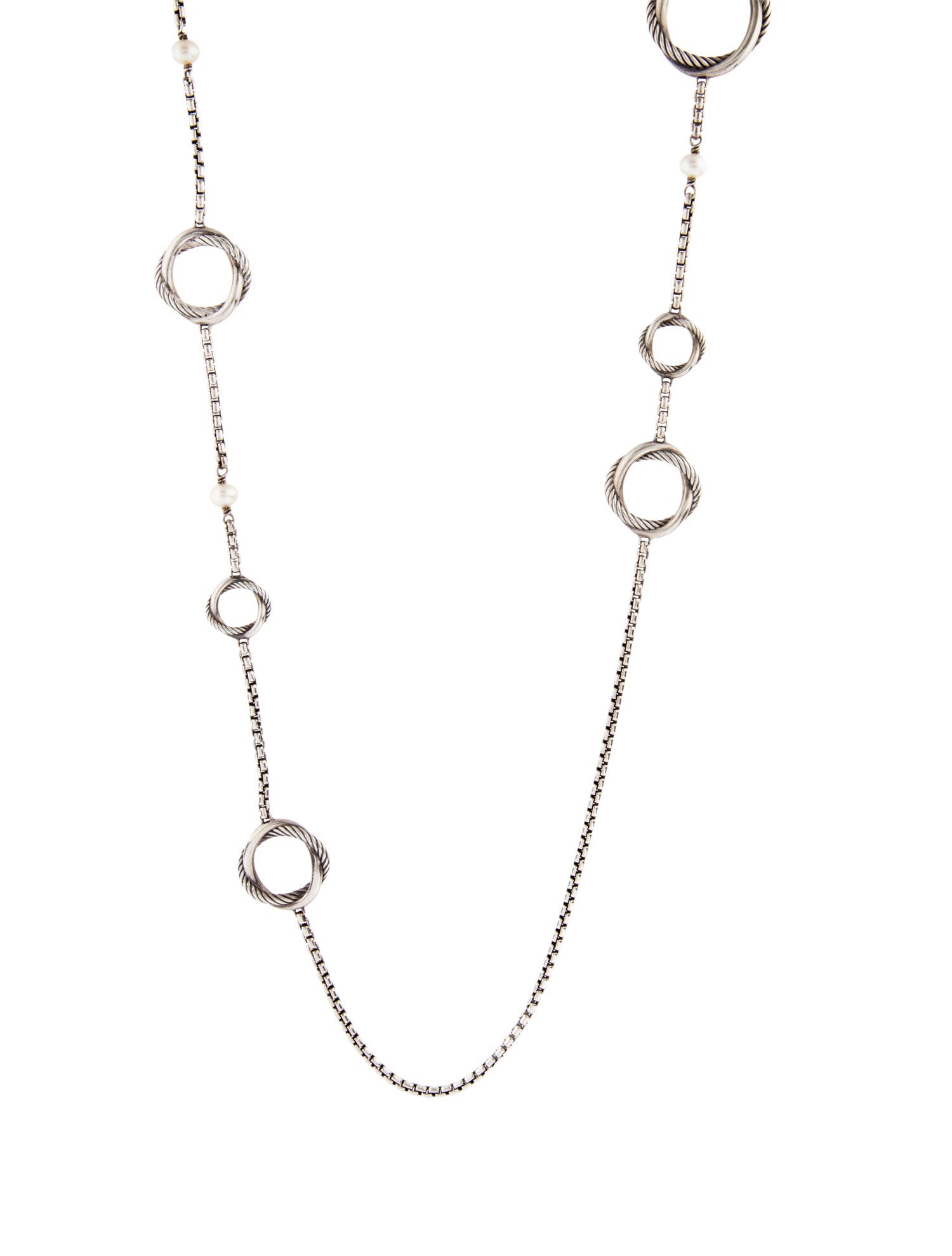 David Yurman Pearl Infinity Station Chain Necklace
