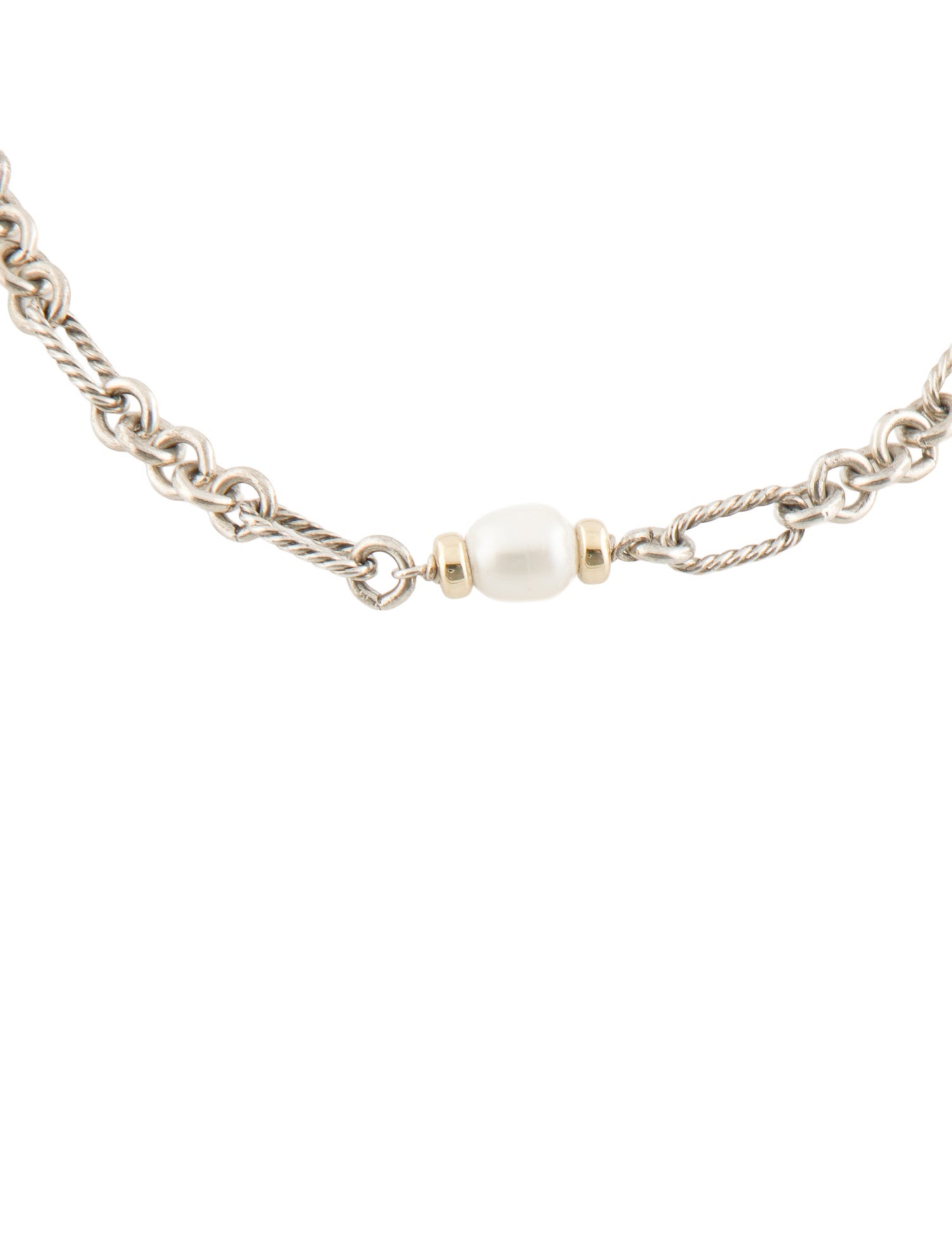 David Yurman Two-Tone Pearl Link Toggle Necklace