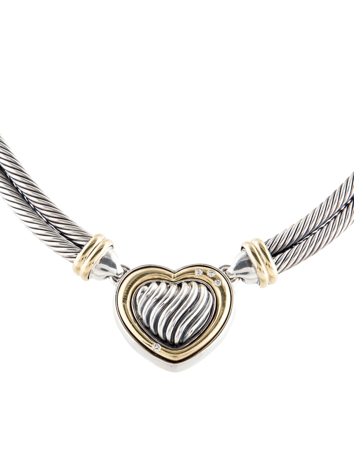 David Yurman Diamond Heart Metro Collar Necklace