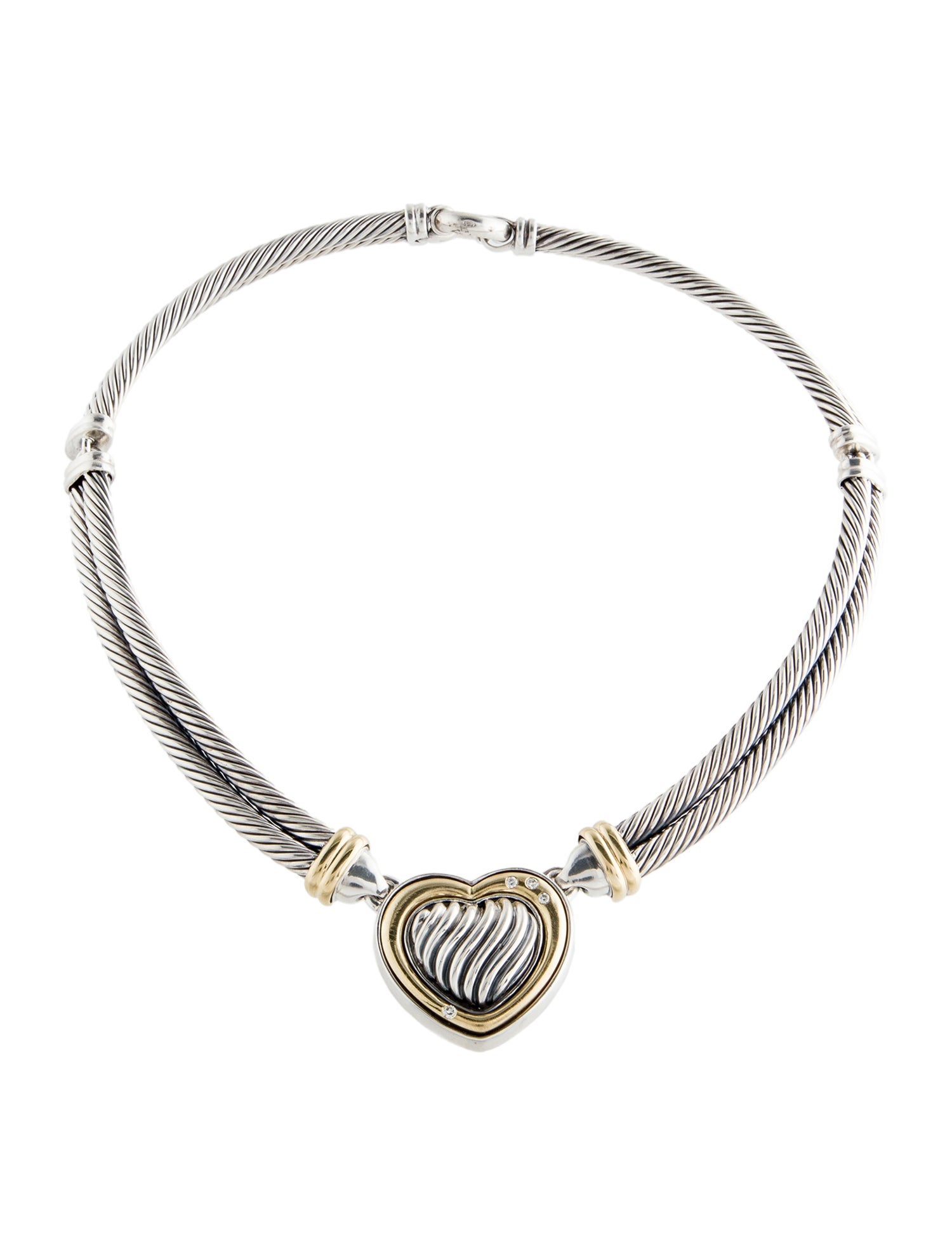David Yurman Diamond Heart Metro Collar Necklace