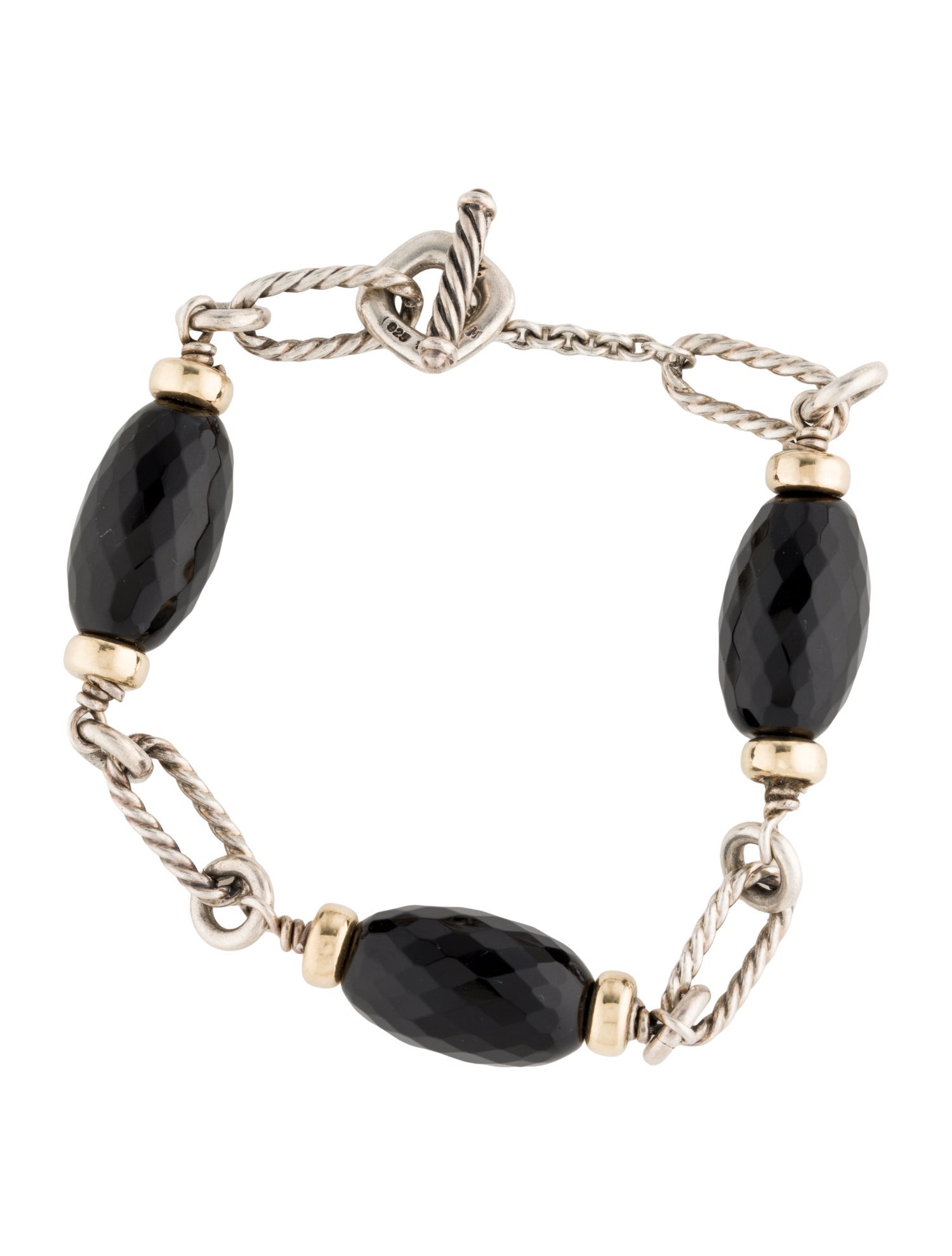 David Yurman Onyx Two-Tone Link Bracelet