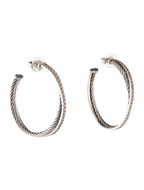 David Yurman Diamond Crossover Hoop Earrings