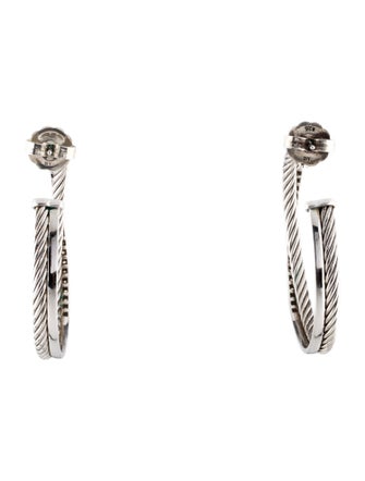 David Yurman Diamond Crossover Hoop Earrings