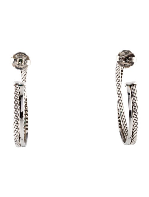 David Yurman Diamond Crossover Hoop Earrings