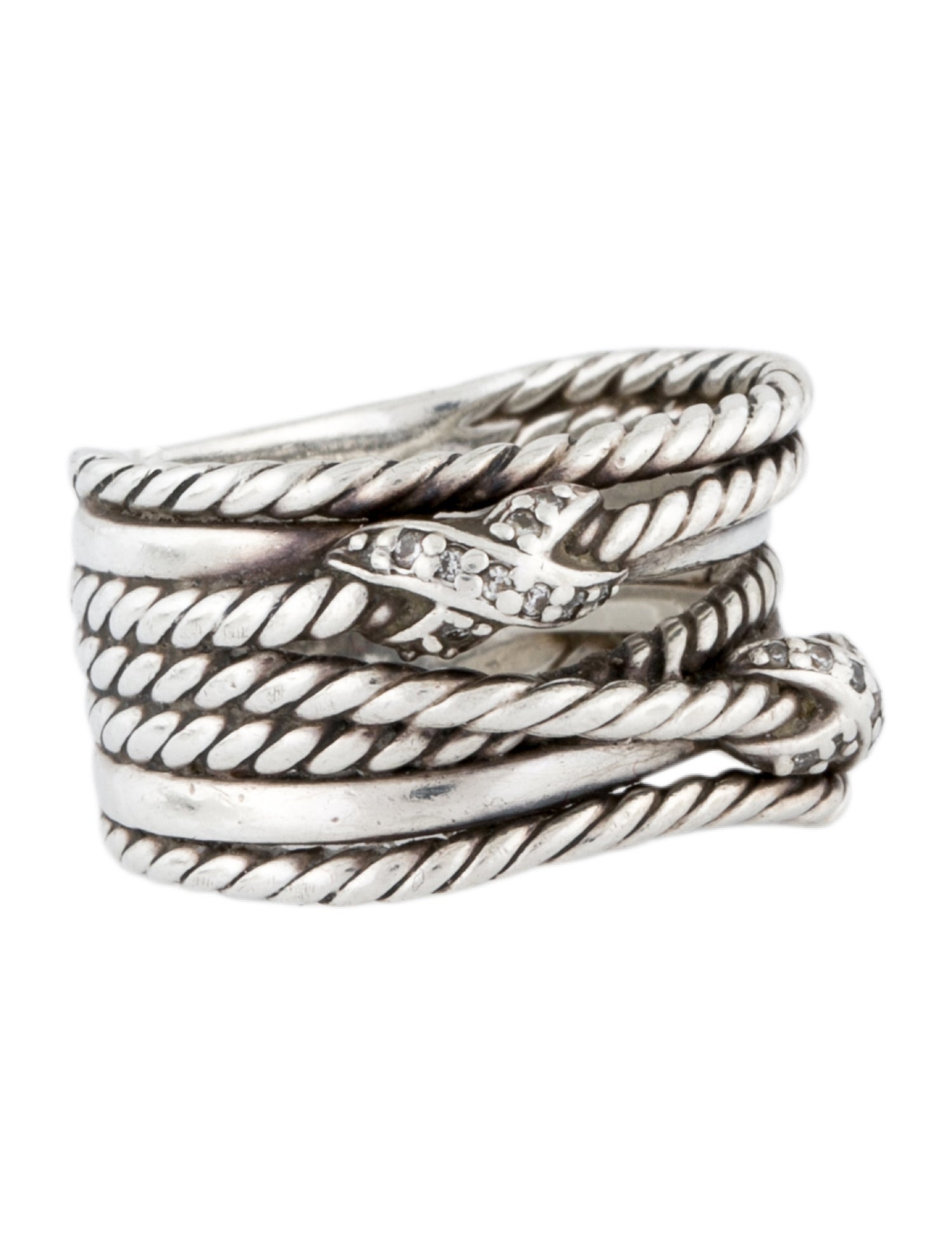 David Yurman Diamond Double X Crossover Ring