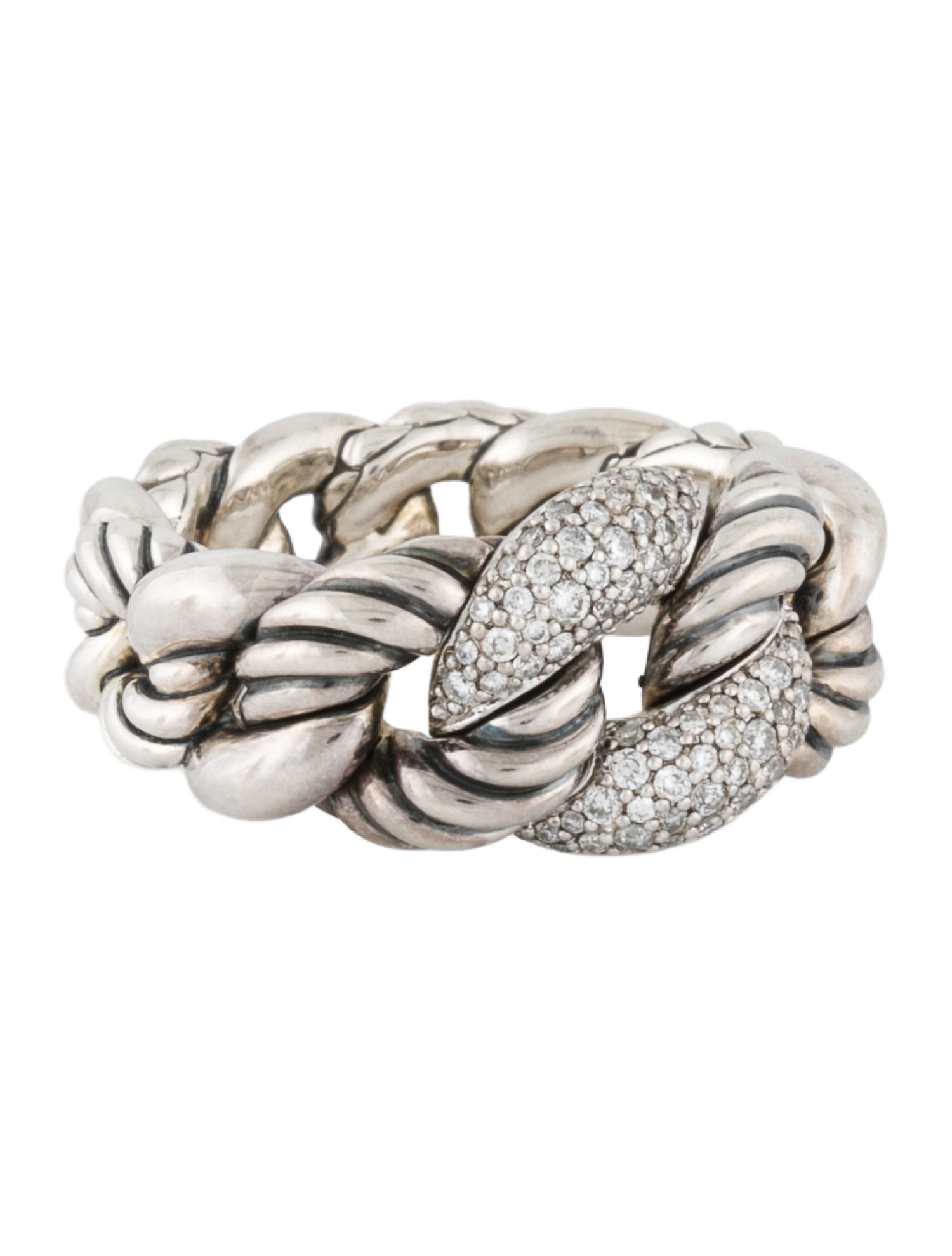 David Yurman Diamond Belmont Curb Link Ring