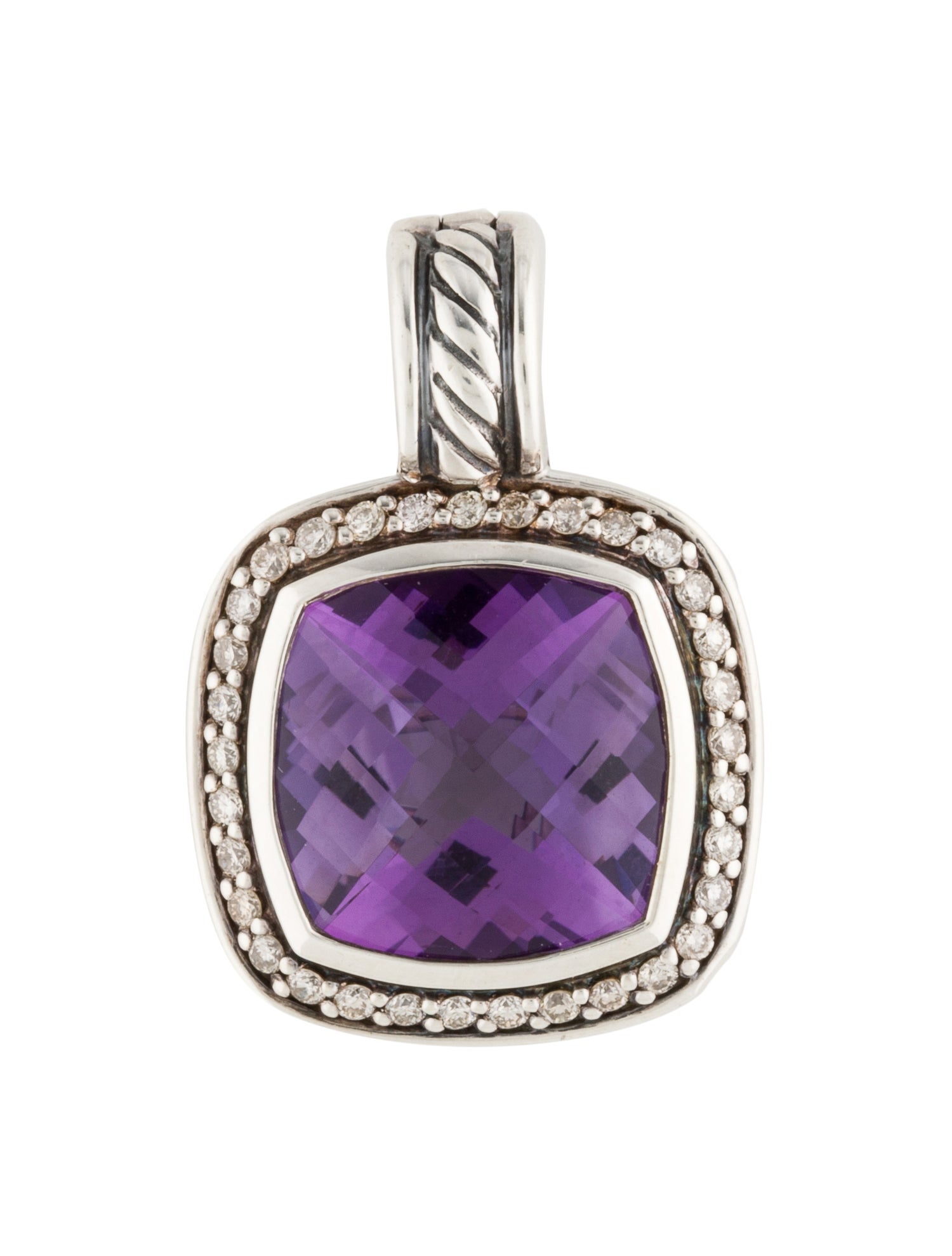 David Yurman Amethyst & Diamond Albion Enhancer Pendant
