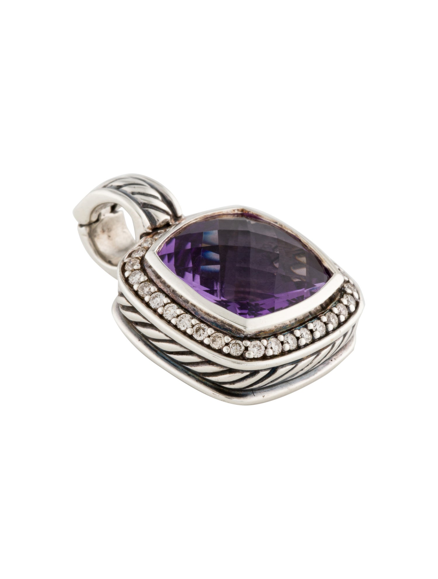 David Yurman Amethyst & Diamond Albion Enhancer Pendant
