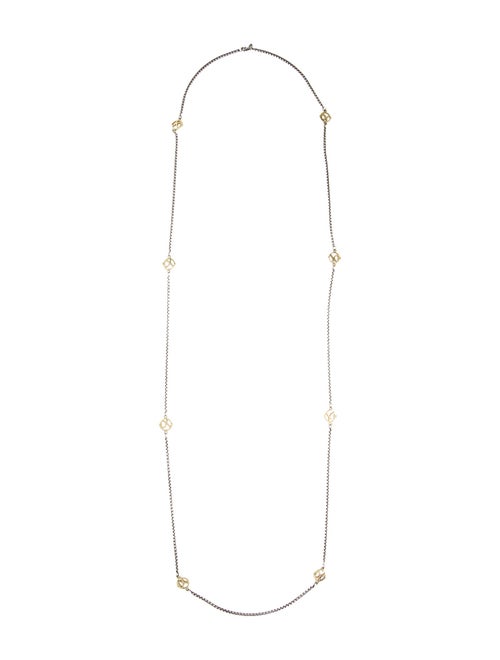 David Yurman Two-Tone Box Chain Logo Station Necklace