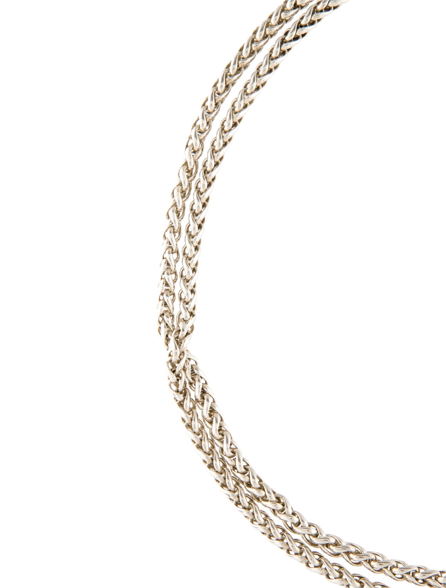 David Yurman Diamond Buckle Double Wheat Chain Necklace