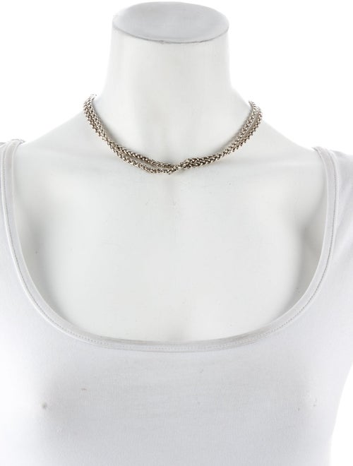 David Yurman Diamond Buckle Double Wheat Chain Necklace