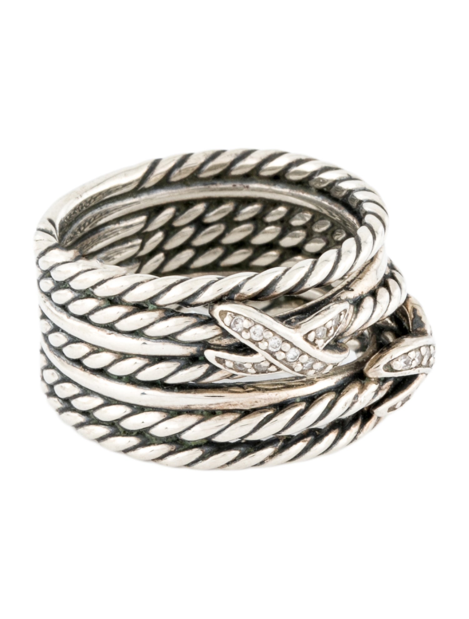 David Yurman Diamond Double X Crossover Ring