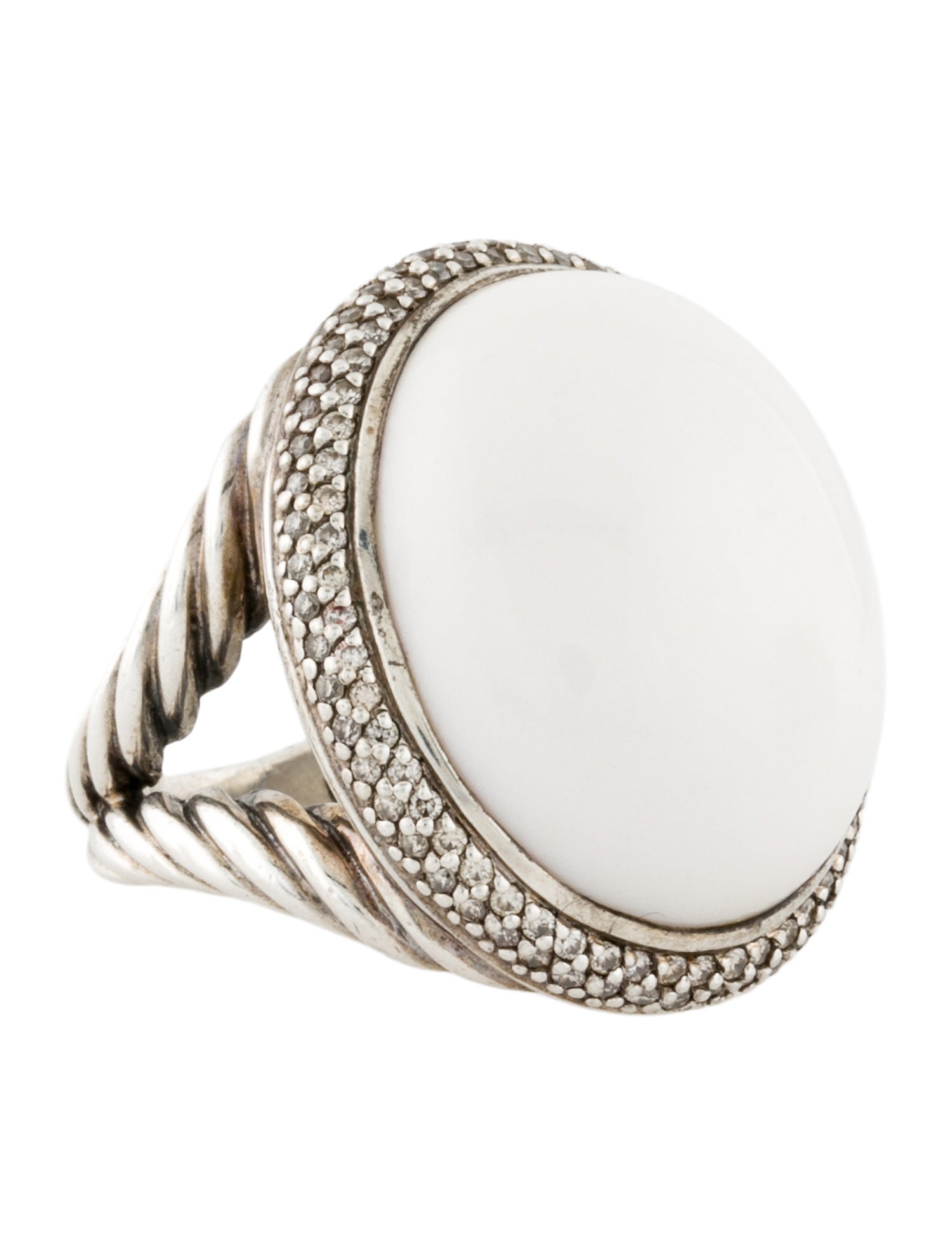 David Yurman Chalcedony & Diamond DY Signature Cocktail Ring