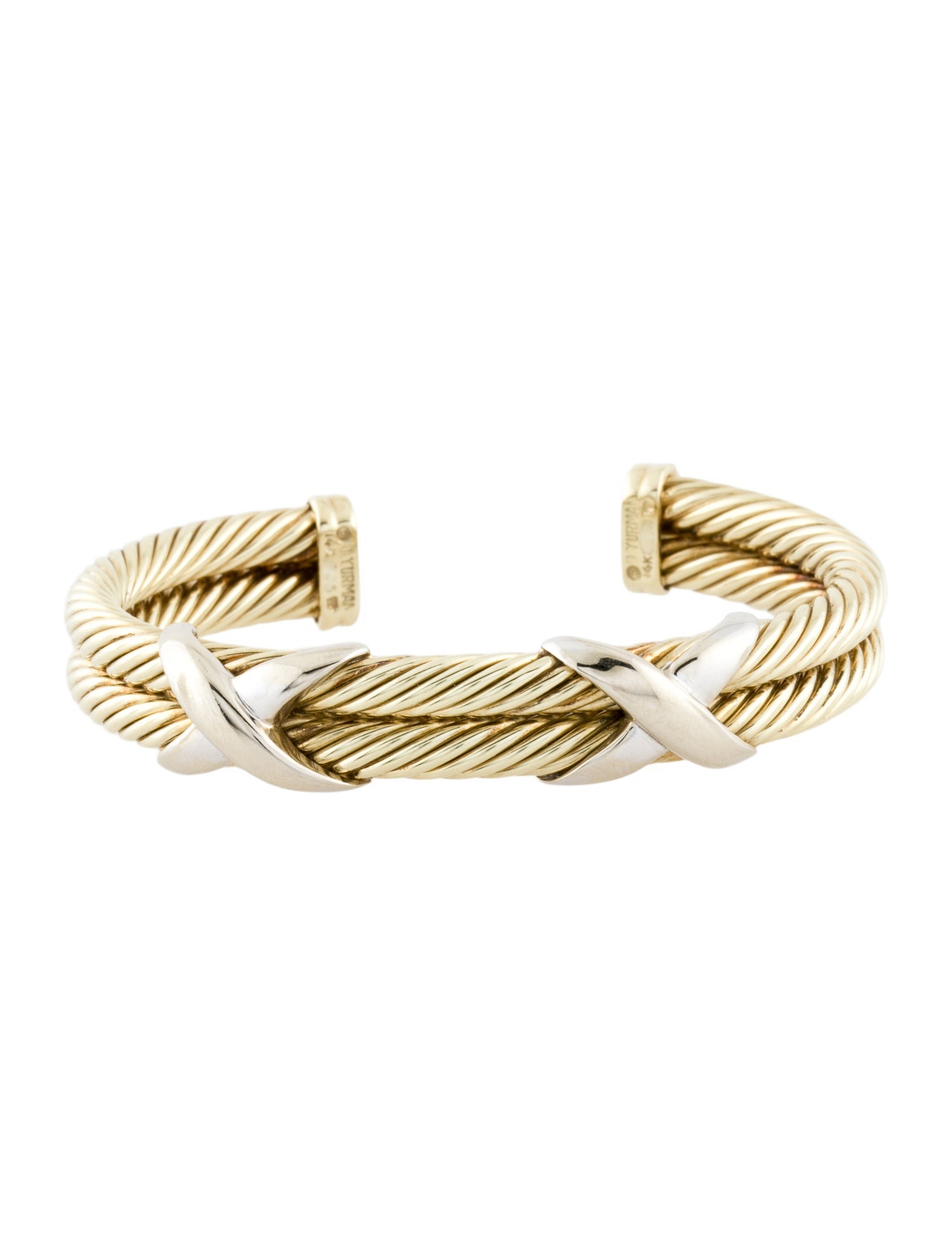 David Yurman 14K Two-Tone X Double Row Cuff Bracelet