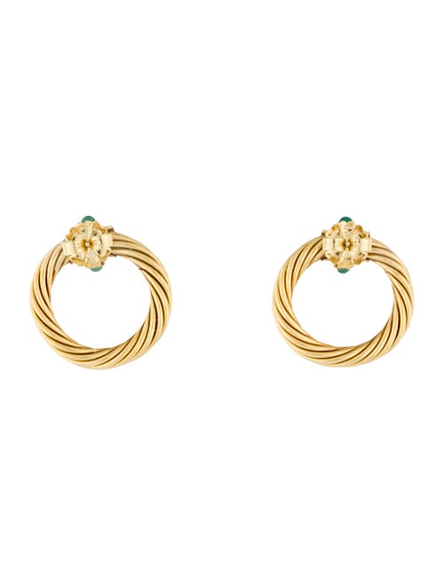 David Yurman 18K Rhodolite & Emerald Drop Cable Circle Earrings