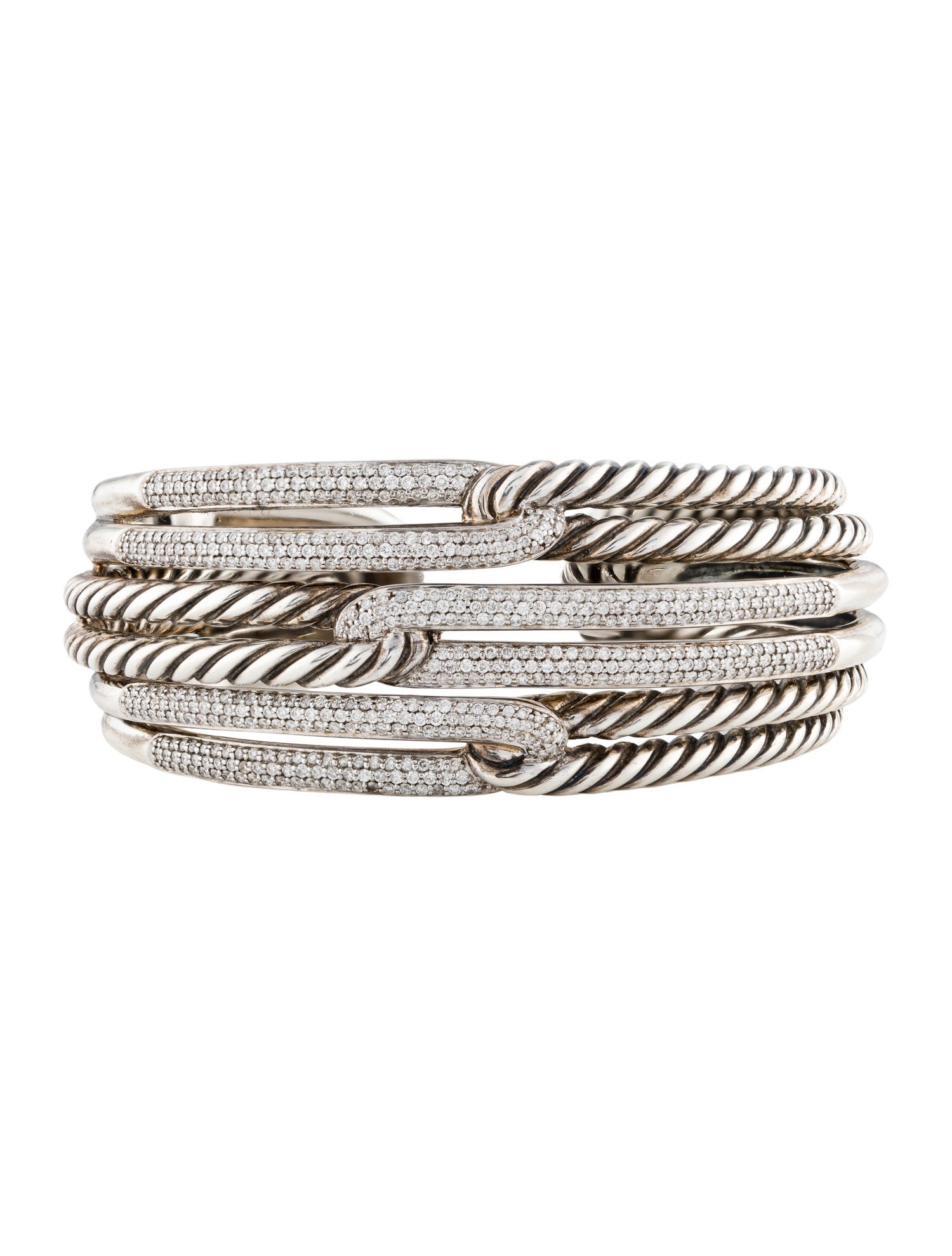 David Yurman Diamond Labyrinth Hinge Cuff Bracelet