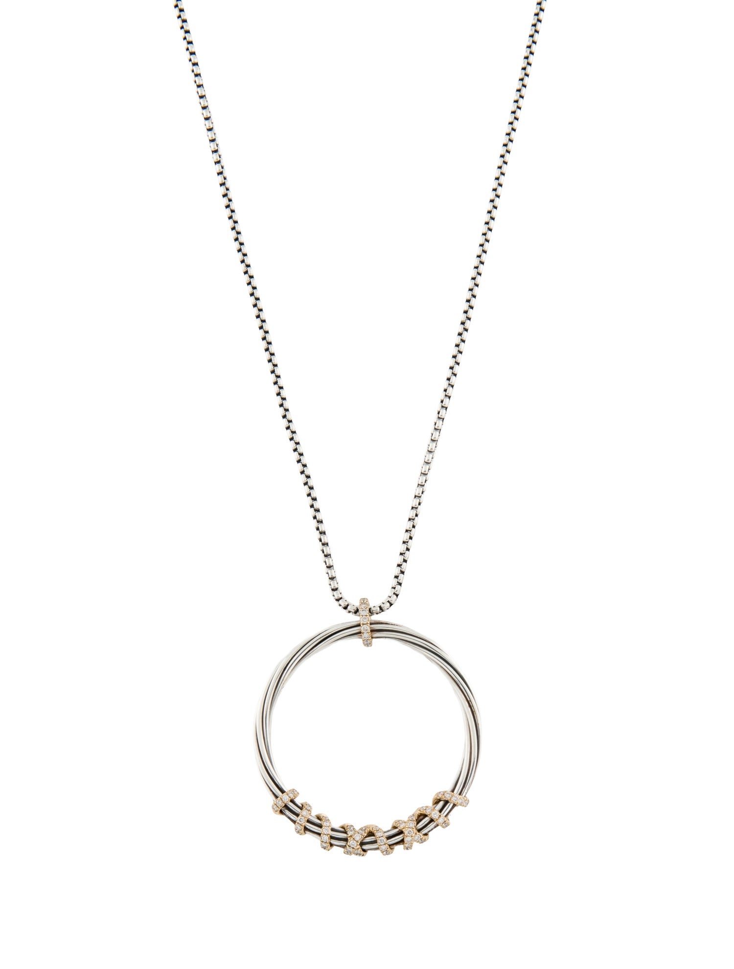 David Yurman Diamond Helena Large Pendant Adjustable Necklace