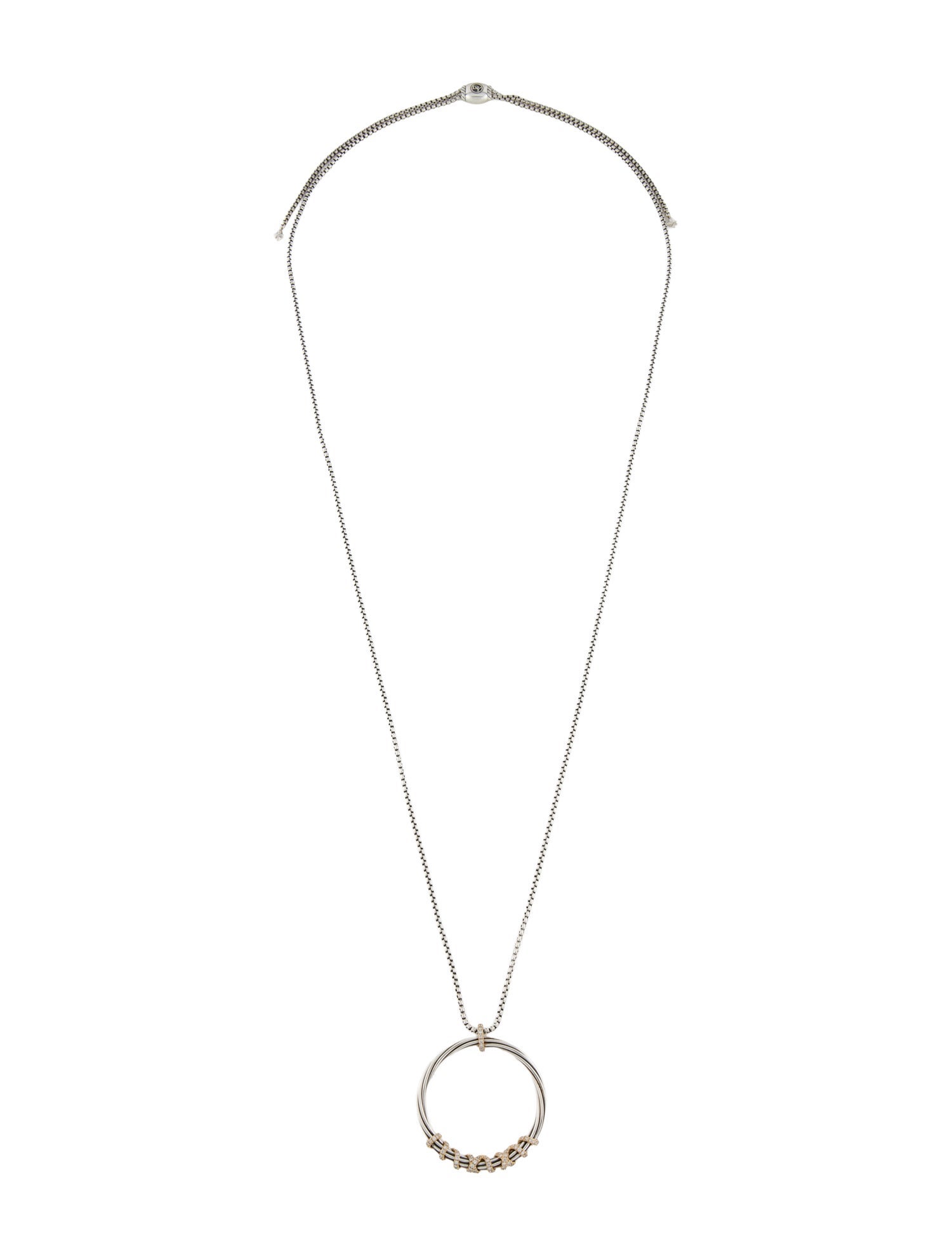 David Yurman Diamond Helena Large Pendant Adjustable Necklace