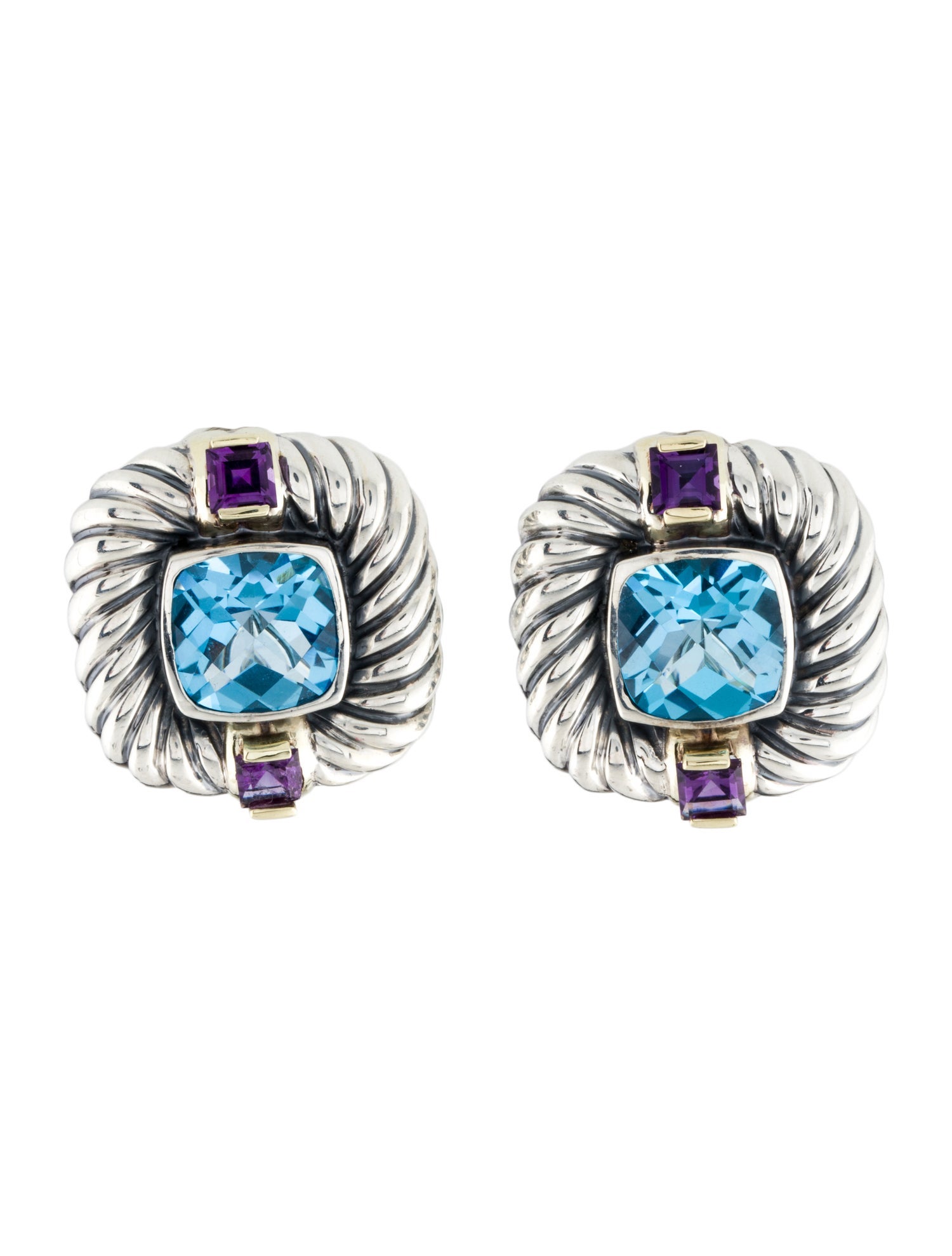 David Yurman Topaz & Amethyst Renaissance Earclips